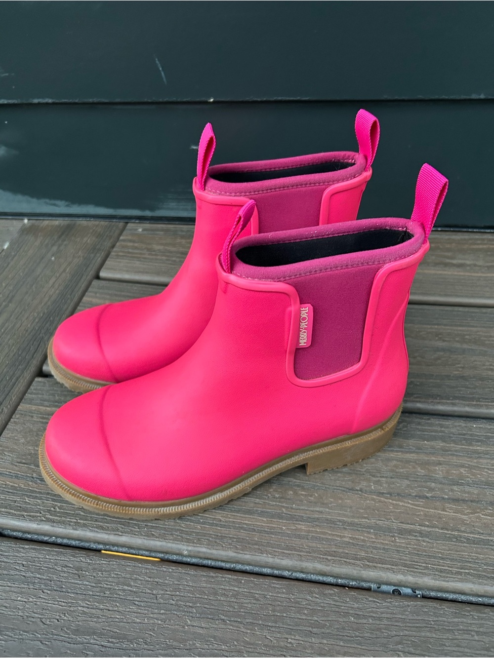 Merry People Bobbi Ankle Rain Boots Hot Pink Gum Sole EU 40 US Women’s 9 - Picture 3 of 16